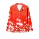thumbnail image 3 of Puntoco Conjunto De Pijama De Pantalones Y tops Casuales De Manga Larga Con Estampado Navideño Para Mujer (1 top + 1 Pantalón) Conjunto De Solapa De Manga Larga Rojo L, 3 of 4