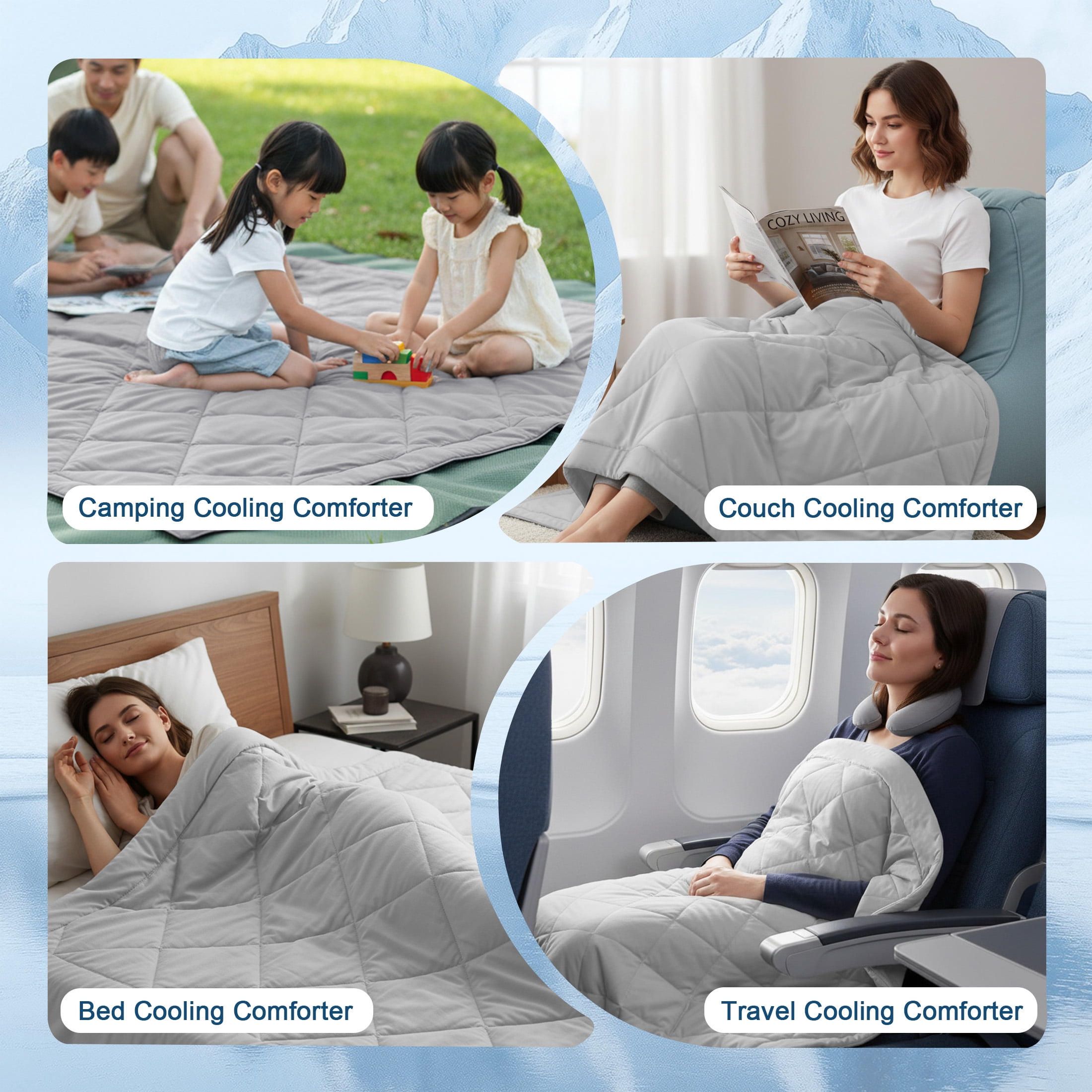 Cooling Blanket Queen Size, Double-Sided Q-Max>0.45 Arc-Chill Summer Blanket, Breathable Soft All-Season Breathable Lightweight Comforter for Hot Sleepers and Night Sweats