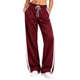 thumbnail image 2 of Ruohan Women's Wide Leg Sweatpants, High Waist Drawstring Track Pants with Pockets, Side Stripe, 2 of 8