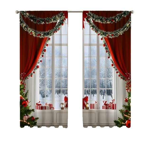 Sofa Vama Ropa de Cama Cortinas y visillos europeos de la serie navideña, con impresión digital, enviadas de fábrica. for Navideño
