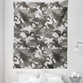 thumbnail image 1 of Camouflage Tapestry, Monochrome Attire Pattern Camouflage Inside Vegetation Fashion Design Print, Fabric Wall Hanging Decor for Bedroom Living Room Dorm, 5 Sizes, Grey Coconut, by Ambesonne, 1 of 1