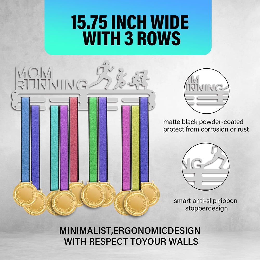 Running Medals Hanger Display Holder Rack Mom Wall Mount Hanger Decor Trophy Shelf Tiered Award Rack Award Ribbon Hanger DIY