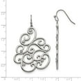 thumbnail image 4 of Chisel Stainless Steel Polished Filigree CZ Dangle Shepherd Hook Earrings, 4 of 4