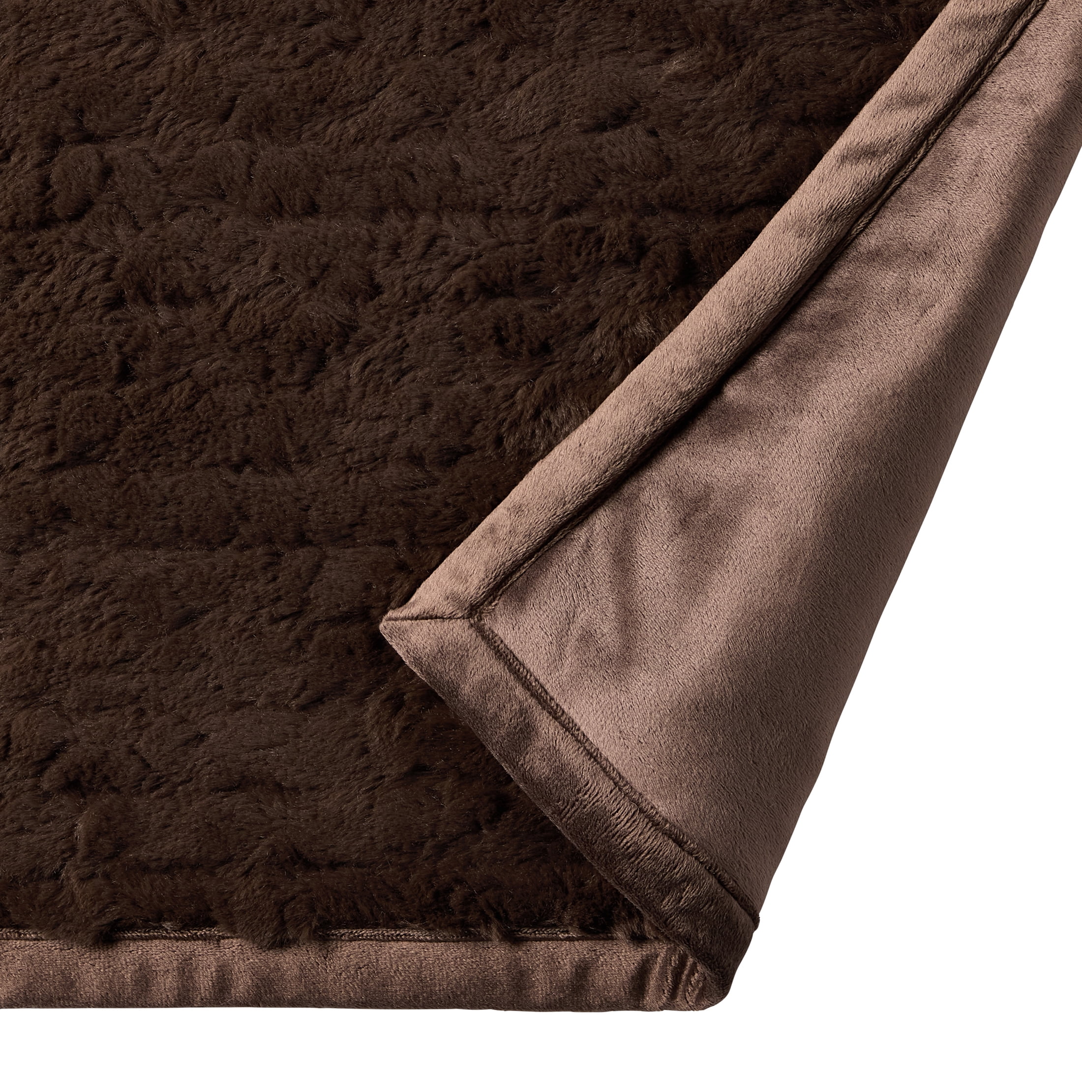 Better Homes & Gardens Brown Twisted Rib Faux Fur Throw, 50" x 72"