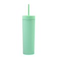 thumbnail image 1 of Double Layer Plastic Cup Frosted Rubber Paint Water Cup 16oz Straight Straw Cup, 1 of 3