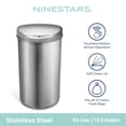 thumbnail image 5 of Nine Stars Automatic Kitchen Trash Can, 13 Gallon Stainless Steel, Motion Sensor Hands-Free Soft-Close Lid Garbage Bin, Silver, 5 of 9