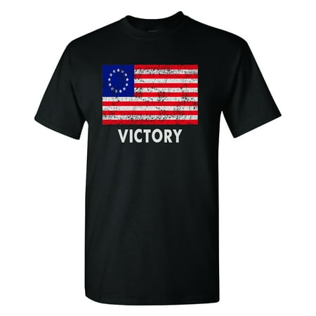 Betsy Ross American Flag Victory on a Black T Shirt