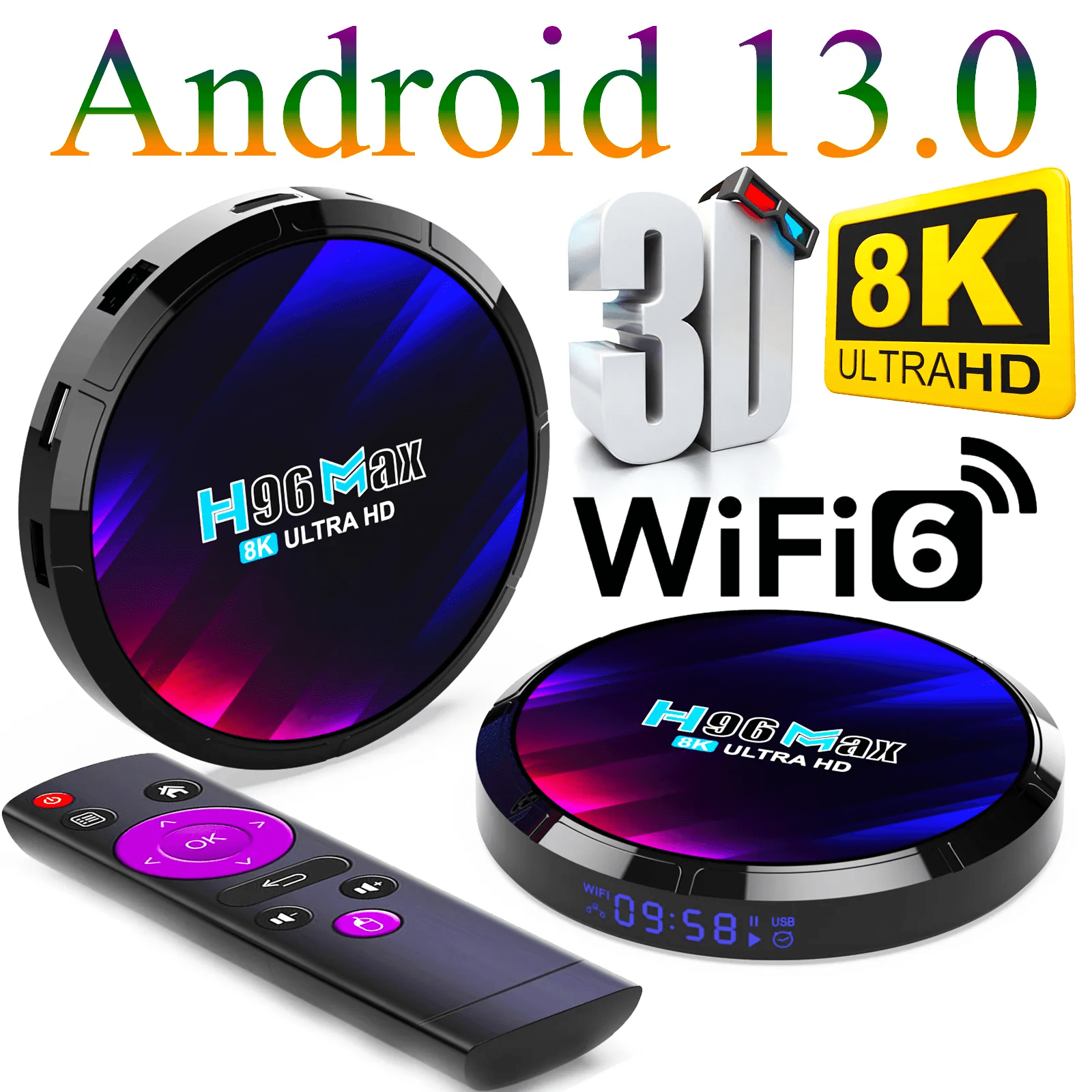 Android TV Box H96 MAX RK3528 2.4G/5.8G WiFi6 BT5.0 8K Video LED Set Top TV Box Amyking Market Amyking Market (157)