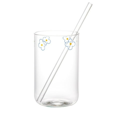 

Printed Christmas Glass Cup Heat Resistant Tea Beer Milk Lemon Juice Cup with Straws Juice Breakfast Drink Mug Home Drinkware Clearance