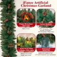 thumbnail image 2 of Qunler 9ft Pre-Lit Christmas Garland, Green Xmas Garland with Battery Operated LED Lights, Pine Needles Branches Pine Cones Artificial Christmas Decoration Indoor Home Fireplace Front Door, 2 of 8