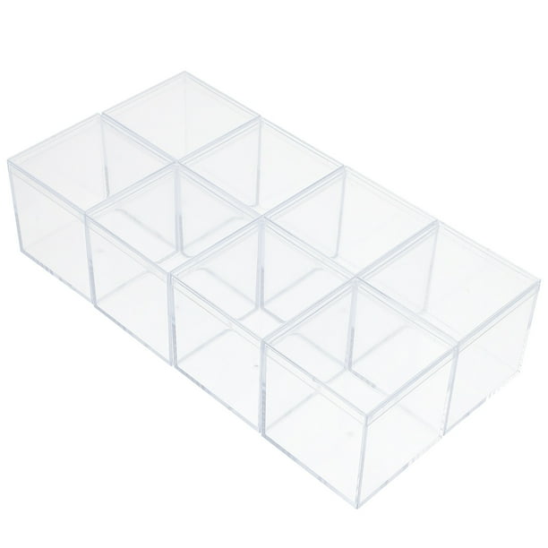 8Pcs Clear Plastic Square Boxes Square Containers Storage Box with Lids