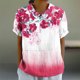thumbnail image 5 of Blusas de Manga Corta para las Mujeres Cuello de Muñeca Lindo Lino Algodón, Impreso Suelto Camiseta para el Uso Casual, Diario Y de Verano, 5 of 8