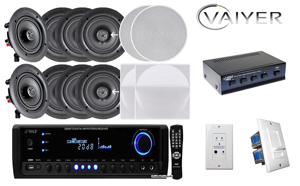 Vaiyerkits Home Theater Kit (8) InWall/InCeiling 150 Watt Speakers