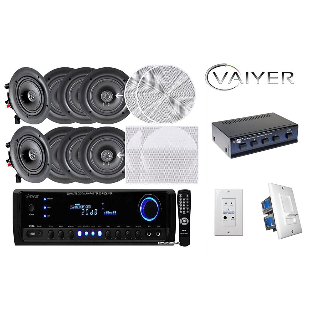 Vaiyerkits Home Theater Kit (8) InWall/InCeiling 150 Watt Speakers
