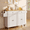 White-Fully enclosed, variant on Aiho  41.7" W kitchen island with storage with  Solid Wood Adjustable Shelf, rolling kitchen island with Spice Rack, Towel Rack and Removable Tray, For Kitchen, Coffee Bars, Dining Room, Living Room