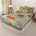 thumbnail image 2 of Manfei Cartoon Car Zipper Twin Comforter Sets with Fitted Sheet and 2 Pillowcases,Cute Kid Art Zipper Bedding Set,Gray,Polkadot Reversible,4pcs, 2 of 8