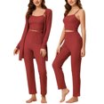 thumbnail image 1 of Pijama de punto para mujer Ropa de dormir casual Pantalones Shrug Cardigan 3ps Lounge Set X-Small Red, 1 of 4