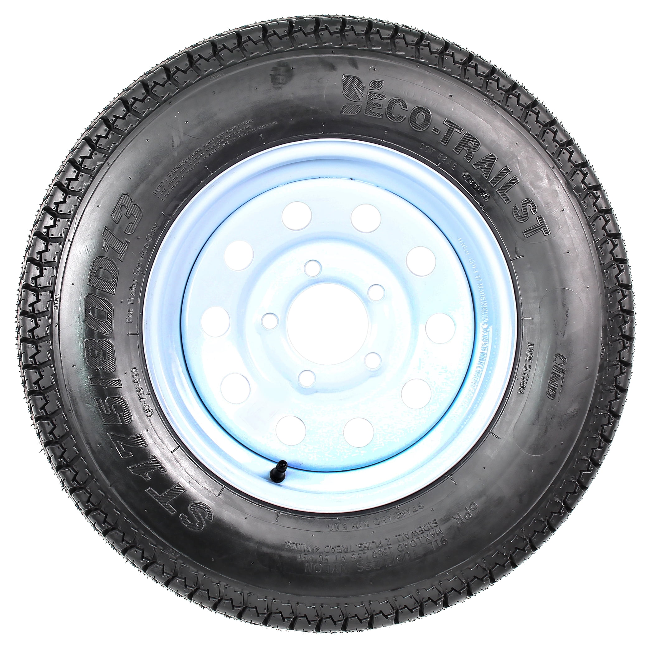 eCustomrim 2-Pack Trailer Tire Rim ST175/80D13 Load C 13 Inch 5 Lug White Wheel