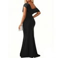 thumbnail image 5 of Ovticza Women's Formal Dress Sexy Elegant Short Sleeve Off Shoulder Bodycon Long Evening Party Wedding Guest Dresses Black S, 5 of 5