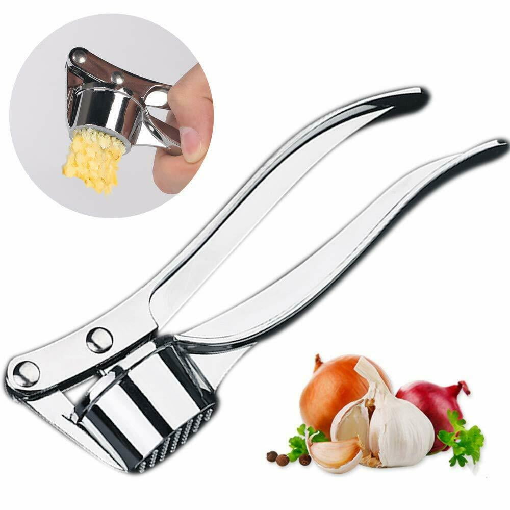 Stainless Steel Garlic Mincer & Crusher Garlic Chopper Easy Squeeze and Clean Easy Use & Clean Vegetable Squeezer Kitchen Tool Garlic Press Rocker Stainless Steel 