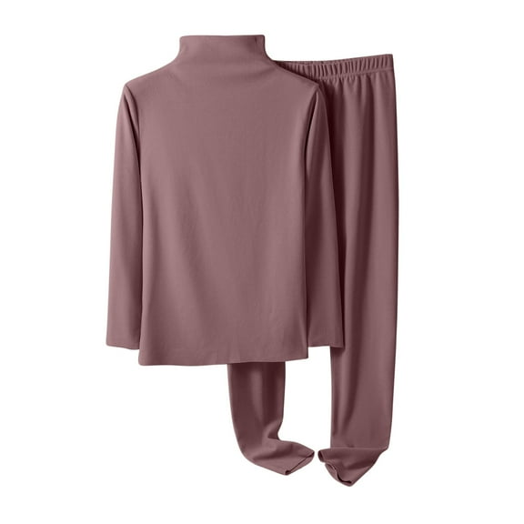 Long Underwear Women Double-Sided German Brushed And Thickened Thermal Underwear Set Fall And Winter Half High Collar Long Sleeved Leggings Skin Friendly Two-Piece Womens Thermal Underwear