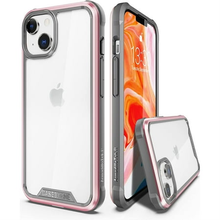 CaseBorne R Series Case for iPhone 14 / iPhone 13 Aluminum Frame Clear Backplate - Pink