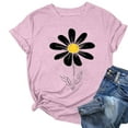 thumbnail image 4 of HONHUZH Womens Summer Tops Daisy Printed Crew Neck Casual T-shirt Short Sleeve Crew Neck Top, 4 of 4