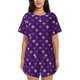 thumbnail image 1 of Balery Purple Mardi Gras Conjunto de Pijama para Mujer con Estampado, Dos Piezas de Manga Corta y Shorts, Ropa de Dormir Suave con Cuello Redondo y Bolsillos-X-Large, 1 of 6