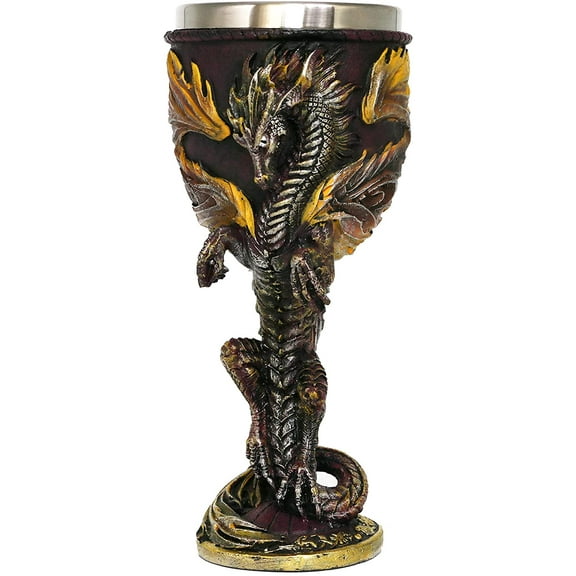 Medieval Flame Dragon Wine Goblet Dungeons Dragons Wine Chalice 7oz Stainless Steel Cup Drinking Vessel Romantic Ideal Novelty Gothic Birthday Gift
