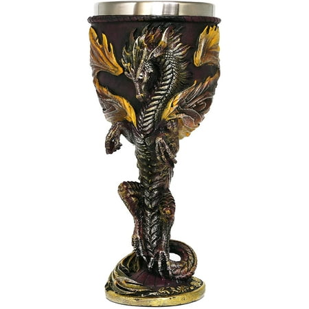 

Medieval Flame Dragon Wine Goblet Dungeons Dragons Wine Chalice 7oz Stainless Steel Cup Drinking Vessel Romantic Ideal Novelty Gothic Birthday Gift