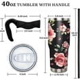 thumbnail image 5 of 40 oz Tumbler with Handle and Straw Leak Proof 40 oz Retor Floral Cup Insulated Stainless Steel Flower Coffee Travel Mug Slim 40oz Tumbler with Handle Gifts for Women, 5 of 6