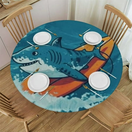 

Xlo0ole Print Polyester Round Washable Wipeable Reusable Elastic Tablecloth 42-46