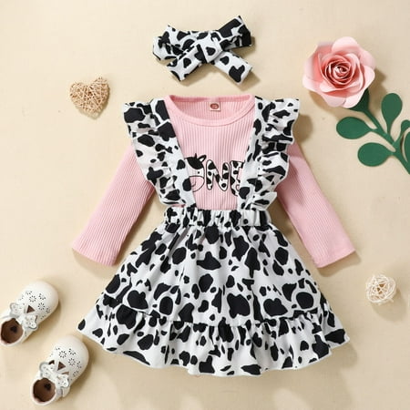 

TOWED22 Newborn Girl Outfits Toddler Kid Baby Girls Sleeveless Hater Top Rainbow T-Shirt Ruffled Skirt Mini Dress Summer Outfits Black