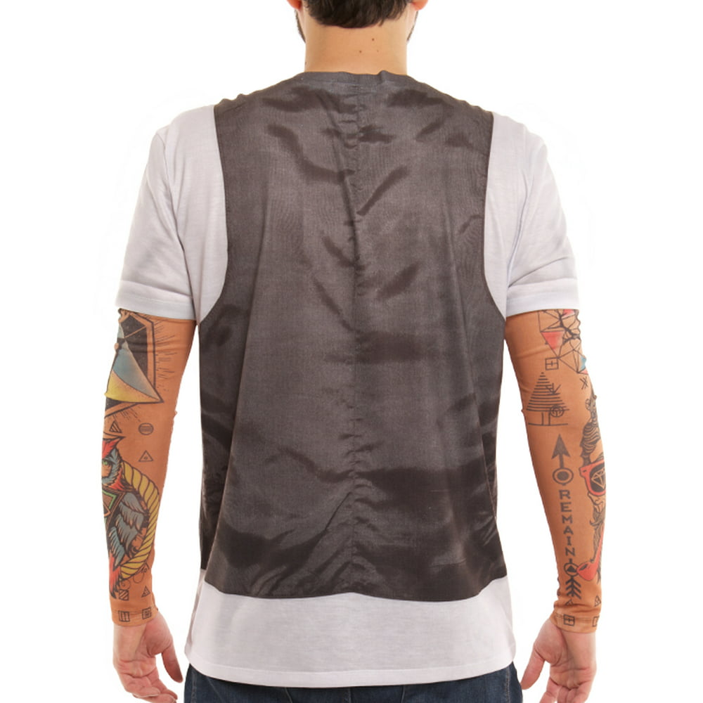 Faux Real - Big Men's Hipster Vest Tattoo Tee Shirt with Tattoo Mesh ...
