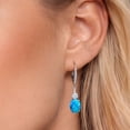 thumbnail image 3 of Gem Stone King 925 Sterling Silver Blue Opal and White Moissanite Dangle Earrings for Women with Lab Grown Diamond (1.61 Cttw, Oval Cabochon 9X7MM), 3 of 6