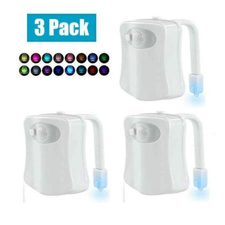 

Home 3PACK Night Toilet Light LED Motion Activated Seat Sensor Bathroom 8 Color