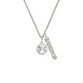 thumbnail image 2 of Delight Jewelry 12mm Crystal Rivoli - Clear Silvertone Guardian Angel Bar Charm Necklace, 23", 2 of 4