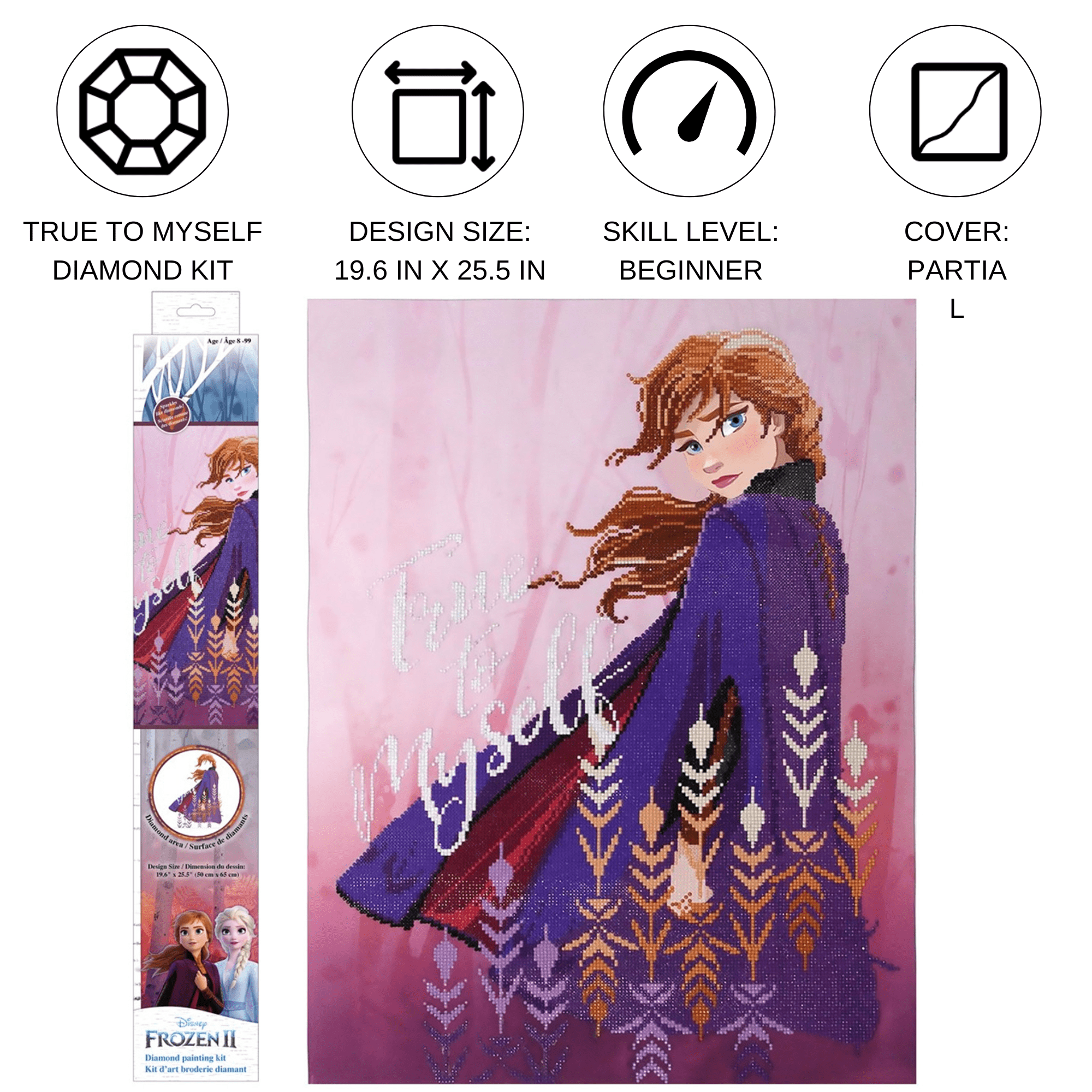 Diamond Dotz True to Myself, Frozen Diamond Painting Kits for Adults - Diamond Art Kits a Relaxing Creative Craft Kit with Dotz Gems 25.6"x19.7"