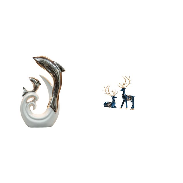 Conjunto Moderno De Estatuas Abstractas De Delfines Y Renos De Cerámica Para Soporte De TV, Chimenea, Oficina, Sala De Estar, Mesa De Centro, Decoración Del Hogar.