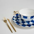 thumbnail image 2 of Ozarke Royal Blue Check Plate Set, Fine Bone China (Set of 12), 2 of 10