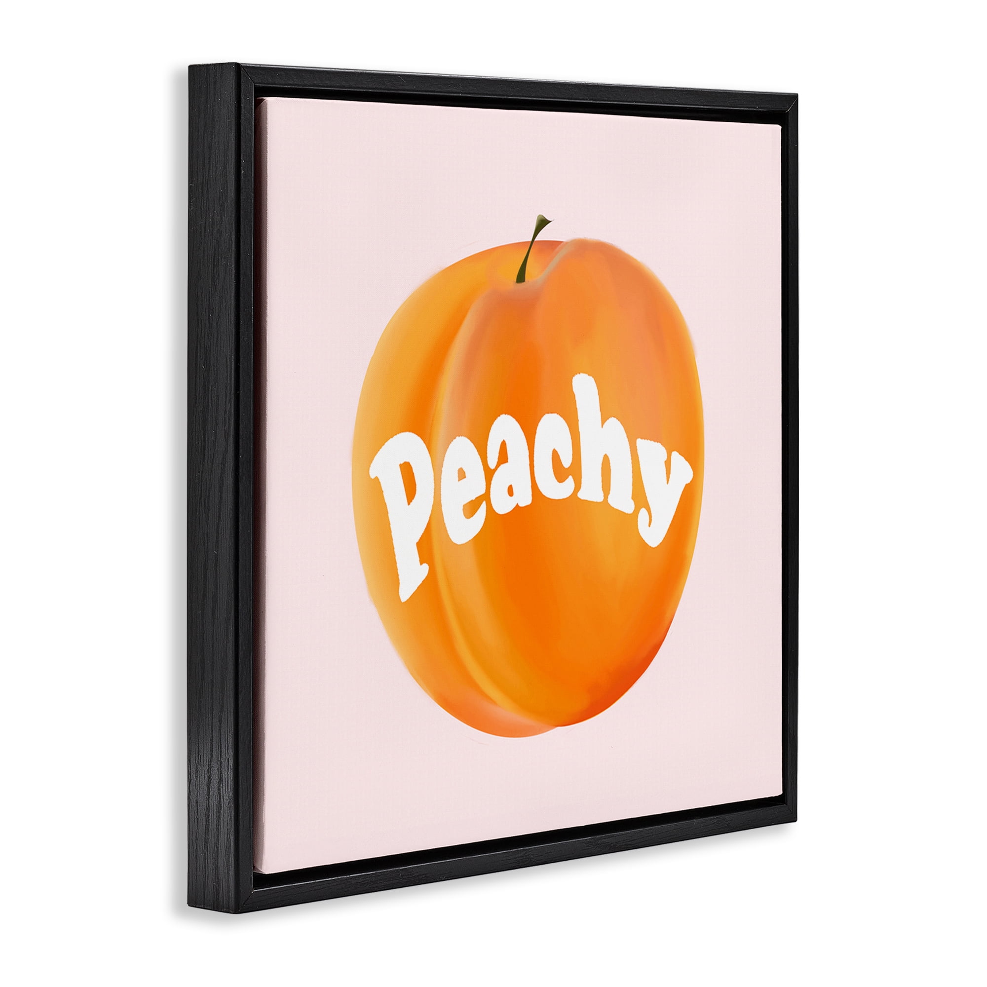 Stupell Industries Peachy Fruit Typography Food & Beverage Painting Black Floater Framed Canvas Art Print Wall Art, 25 x 25
