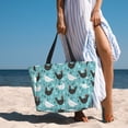 thumbnail image 3 of Wukai Lovely Roosters Print Zipper Bag,large Beach Tote Bag,Waterproof Sandproof Bag,Grocery and Picnic Tote Travel Bag, 3 of 5