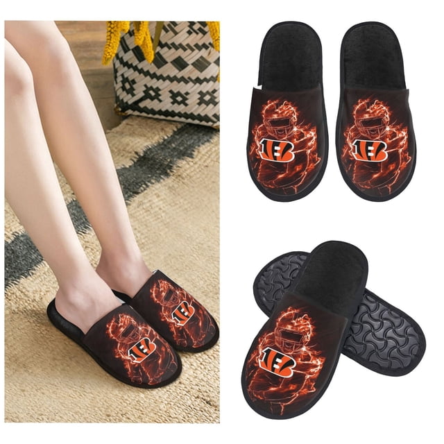 Zapatillas de algodón para interior de otoño e invierno con el logotipo del equipo Bengals, zapatillas de algodón ligeras, cálidas y cómodas para hombres y mujeres