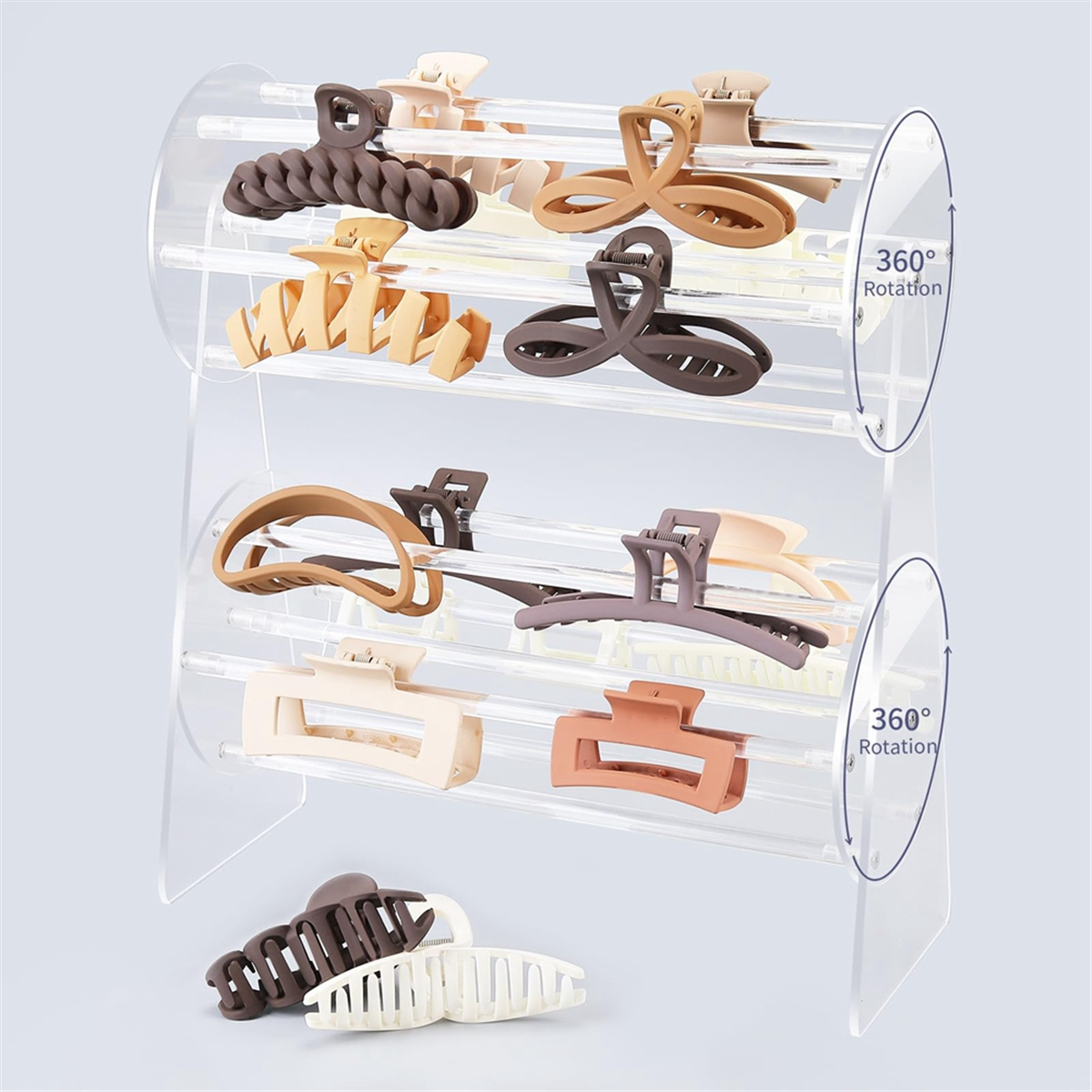 Acrylic Claw Clip Organizer Holder,360-Degree Rotating Claw  display picture 2