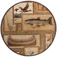 thumbnail image 3 of Novelty Area Rug (7'10'' Round) Lodge Ivory, Crimson Indoor Round Easy to Clean, 3 of 6