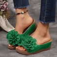 thumbnail image 2 of Modstep Summer Beach Sandals for Women Comfortable Open Toe Leather Wedge Slides with Arch Support Dressy Flower Platform Shoes size 9 Green, 2 of 6
