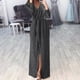 thumbnail image 2 of Vestido de cóctel Prolriy, vestido de fiesta para mujer, con lentejuelas, manga larga, cuello en V, largo, ajustado, con abertura, para invitada de boda, 2024, negro, XXL, 2 of 8