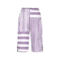 thumbnail image 5 of Cmfcve Women's Capri Knee Length Printed Dressy Casual Elastic Waist Linen Summer Pants with Pockets, 5 of 5