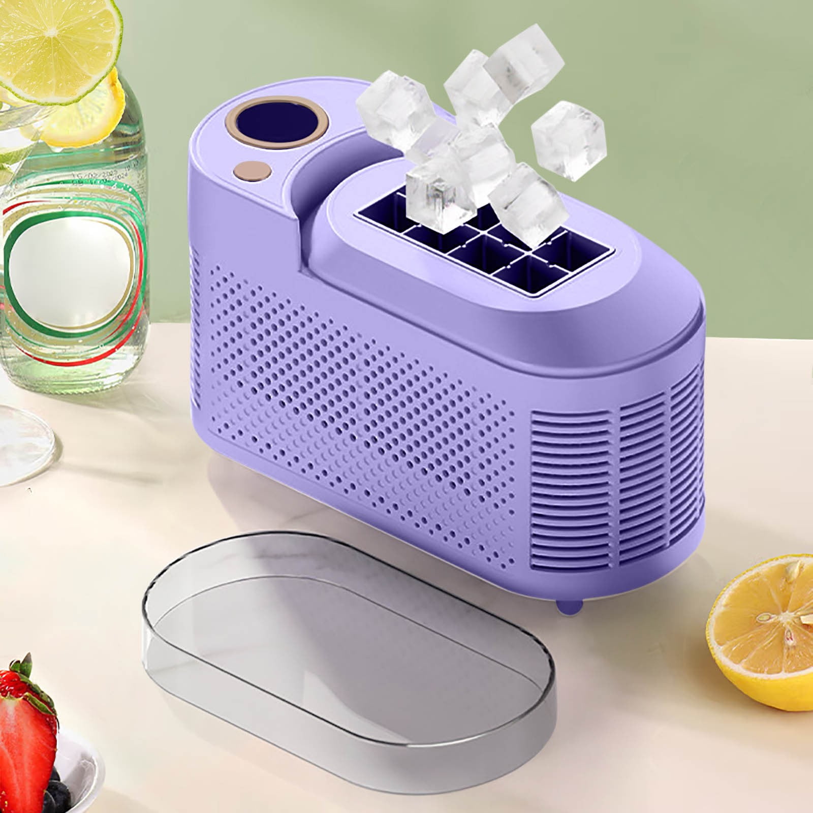 WWG Mini Ice Maker Automatic Portable Compact Transparent Window Fast Ice Production for Kitchen Office Car RV Travel Camping