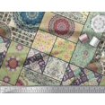 thumbnail image 3 of Soimoi Silk Fabric Ogee & Mandala Patchwork Decor Fabric Printed Yard 42 Inch Wide, 3 of 3